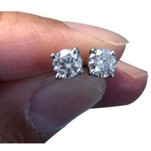 ❤14K WHITE GOLD 8MM DIAMOND 4.00 CARAT STUD EARRINGS❤